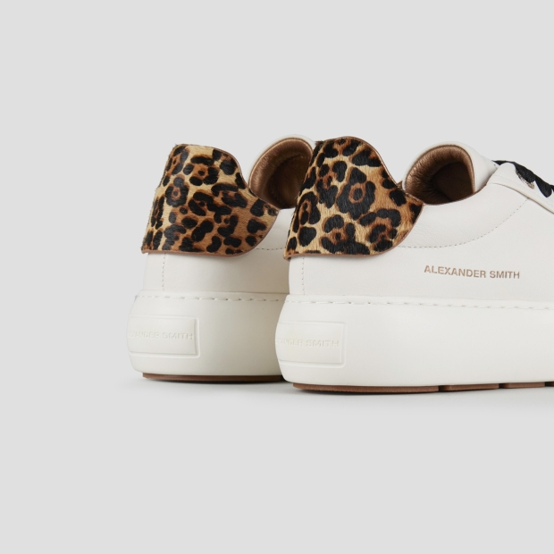 Sneakers Alexander Smith soho donna in morbida pelle bianca e tallone in cavallino maculato - 4