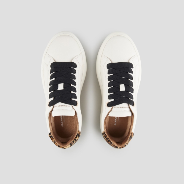 Sneakers Alexander Smith soho donna in morbida pelle bianca e tallone in cavallino maculato - 5
