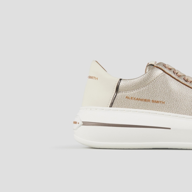 Sneakers Alexander Smith lancaster donna in pelle bottalata laminata oro e tallone bianco - 2