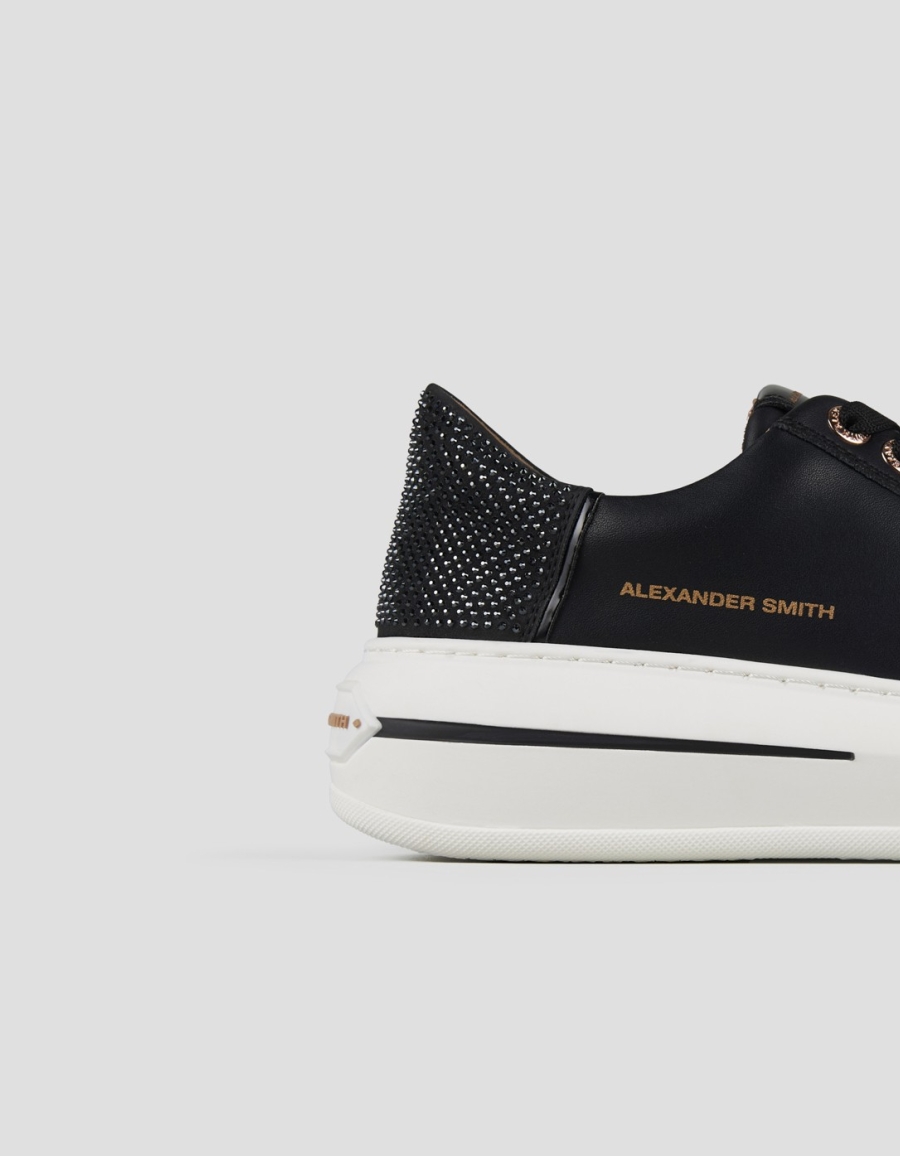 Sneakers Alexander Smith lancaster donna in pelle nera e tallone con microborchie - 2
