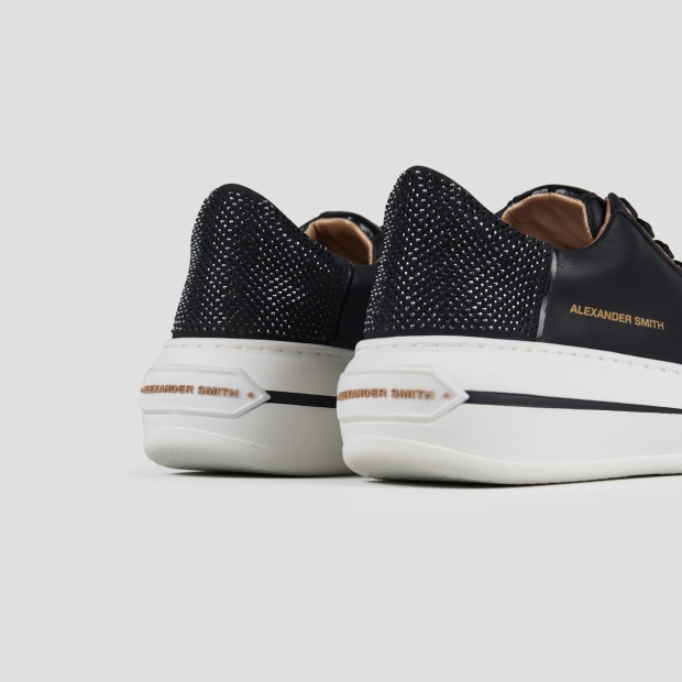 Sneakers Alexander Smith lancaster donna in pelle nera e tallone con microborchie - 4