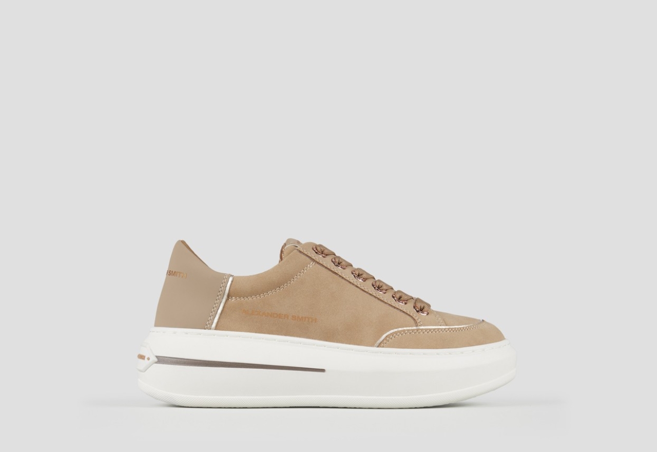 Sneakers Alexander Smith lancaster donna in suede cognac e tallone in pelle gommata - 1