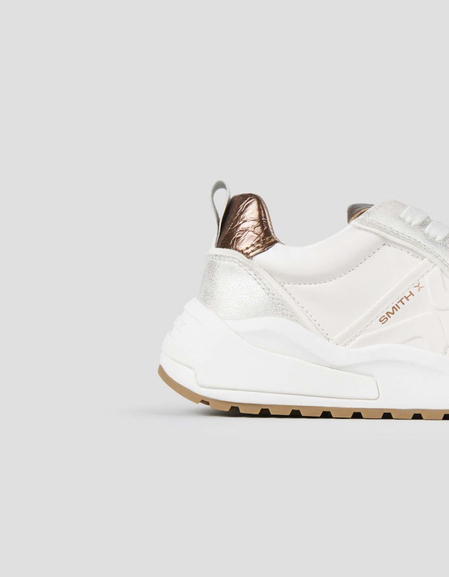 Sneakers Alexander Smith blaze donna avorio e tallone in laminato stropicciato bronzo - 2