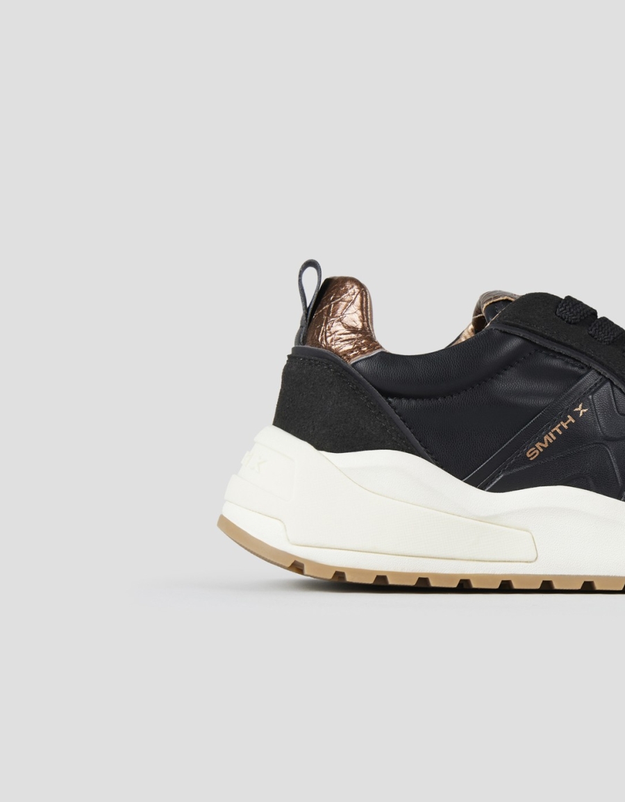 Sneakers Alexander Smith blaze donna in nero con tallone in laminato stropicciato rame - 2