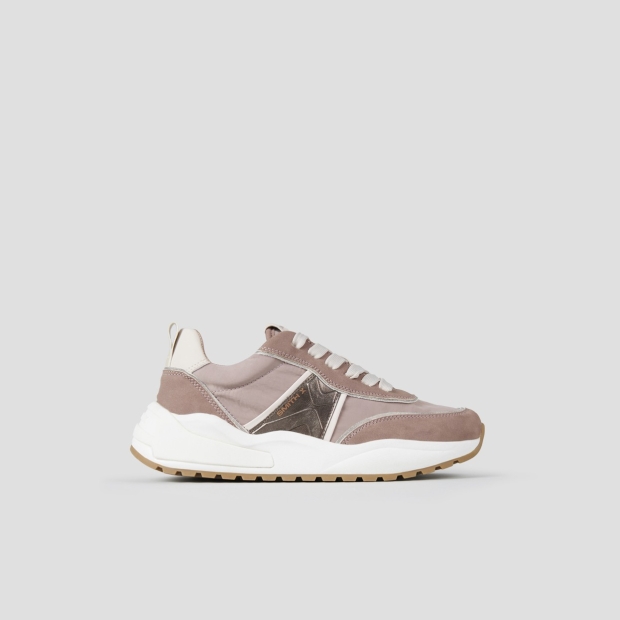 Sneakers Alexander Smith blaze donna in nylon rosa e dettagli in laminato bronzo - 1