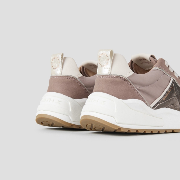 Sneakers Alexander Smith blaze donna in nylon rosa e dettagli in laminato bronzo - 4