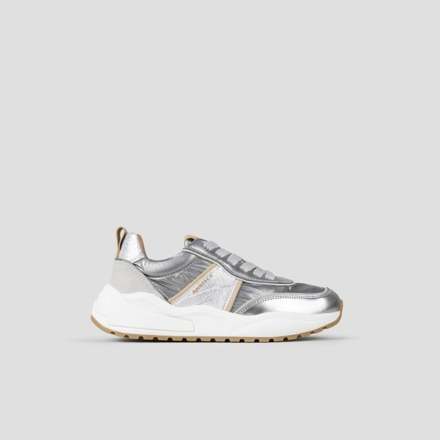 Sneakers Alexander Smith blaze donna in nylon e laminato argento con dettagli beige - 1