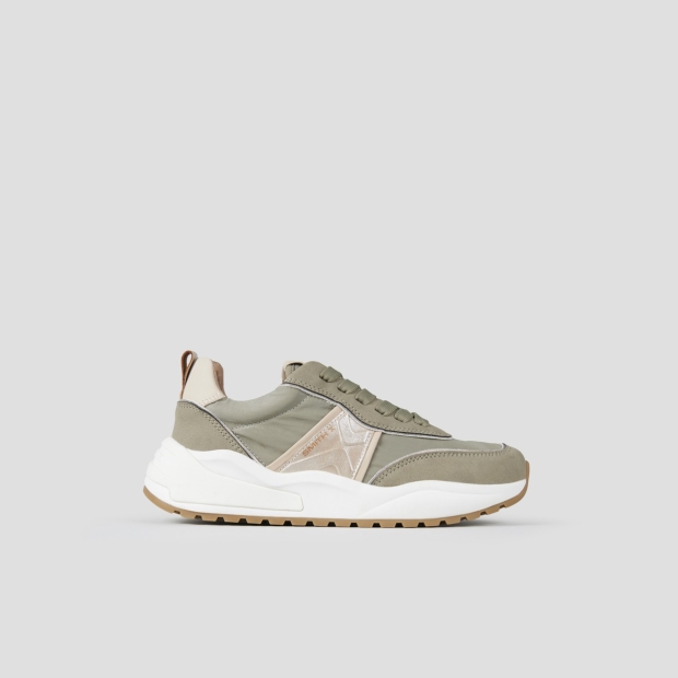 Sneakers Alexander Smith blaze donna in nylon verde e dettagli in laminato argento - 1