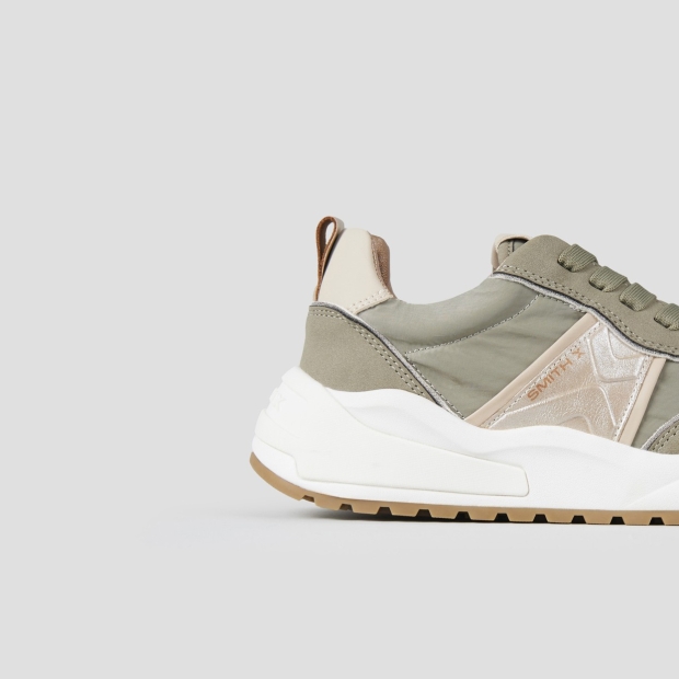 Sneakers Alexander Smith blaze donna in nylon verde e dettagli in laminato argento - 2