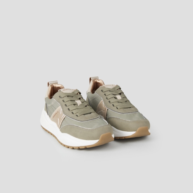 Sneakers Alexander Smith blaze donna in nylon verde e dettagli in laminato argento - 3