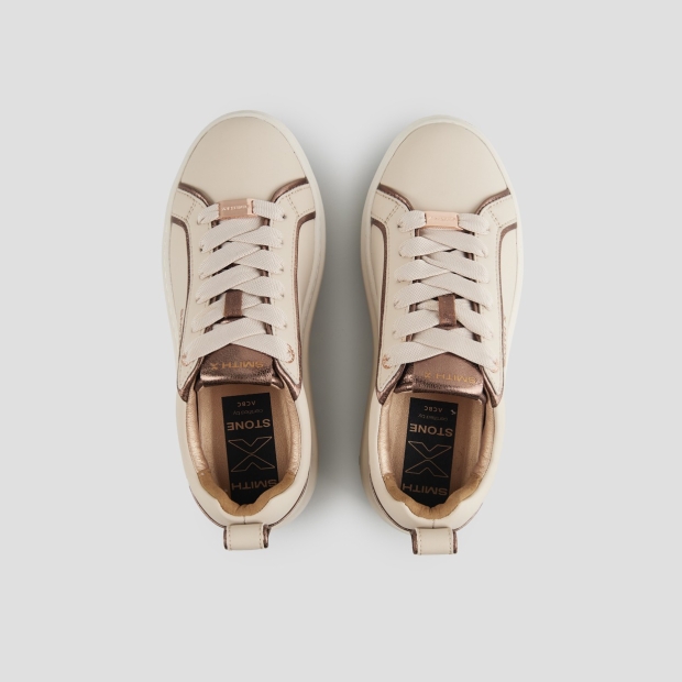 Sneakers Alexander Smith stone donna in avorio e dettagli in laminato bronzo - 5
