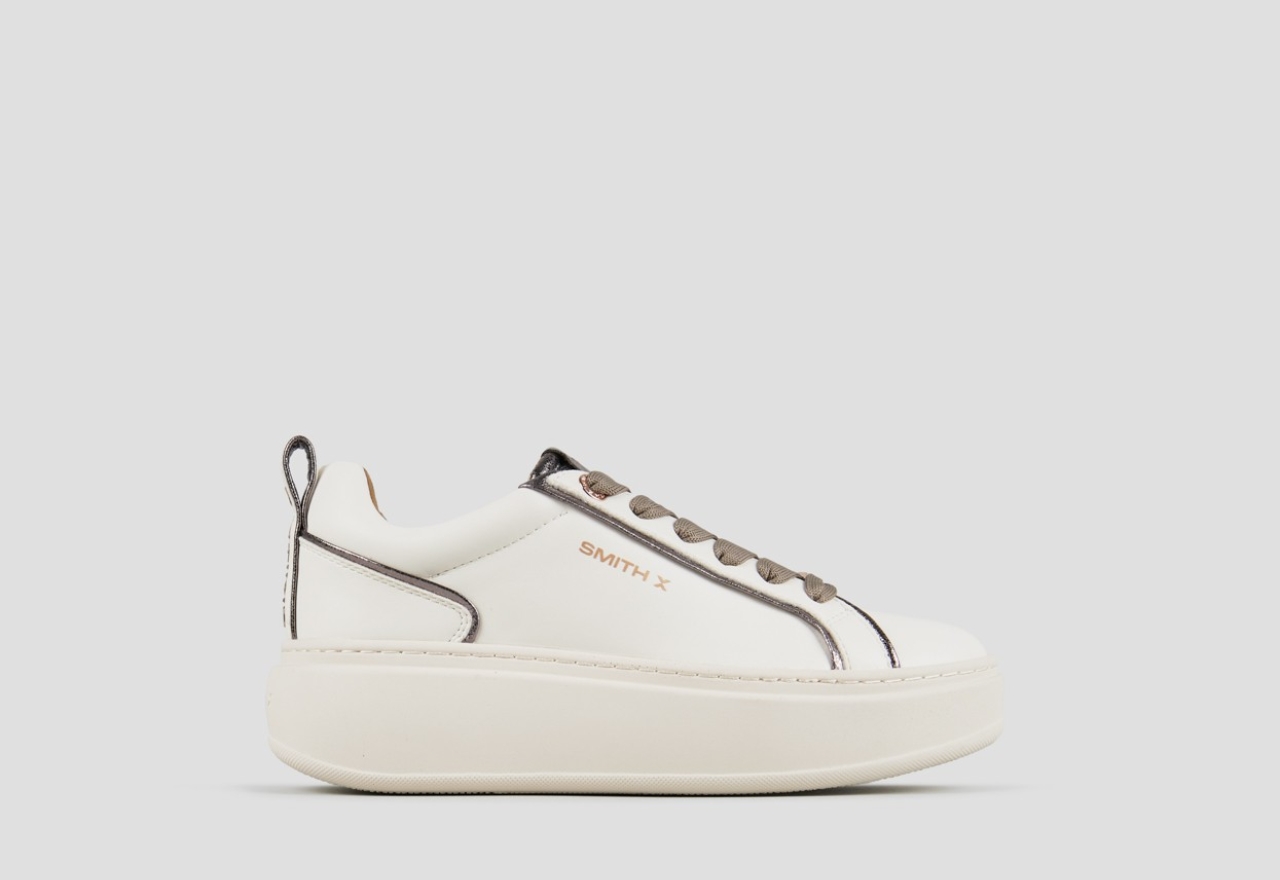 Sneakers Alexander Smith stone donna in bianco e dettagli in laminato argento - 1