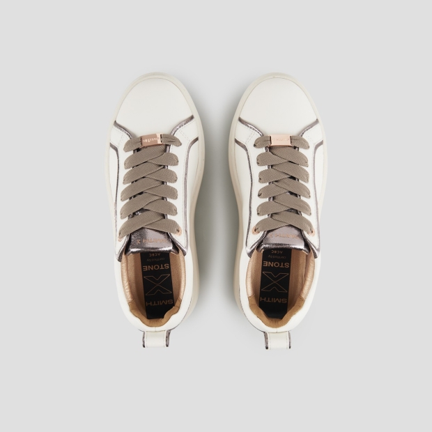 Sneakers Alexander Smith stone donna in bianco e dettagli in laminato argento - 5