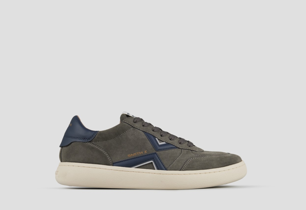 Sneakers Alexander Smith ocean uomo in suede grigio con dettagli blu - 1