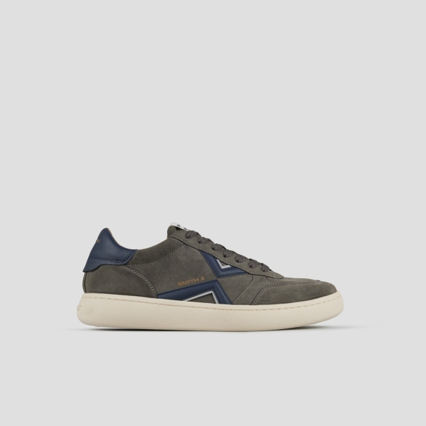 Sneakers Alexander Smith ocean uomo in suede grigio con dettagli blu - 1