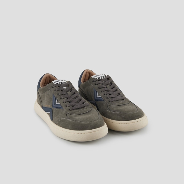 Sneakers Alexander Smith ocean uomo in suede grigio con dettagli blu - 3