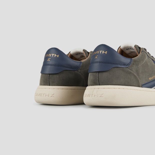 Sneakers Alexander Smith ocean uomo in suede grigio con dettagli blu - 4