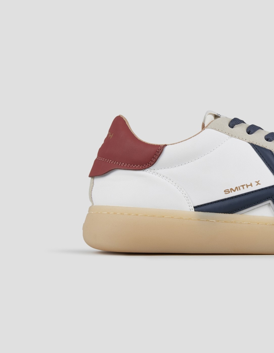 Sneakers Alexander Smith ocean uomo in bianco e dettagli suede grigio con logo laterale blu e tallone rosso - 2