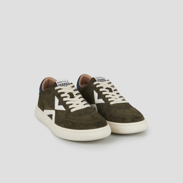 Sneakers Alexander Smith ocean uomo in suede verde con logo laterale bianco e tallone blu - 3