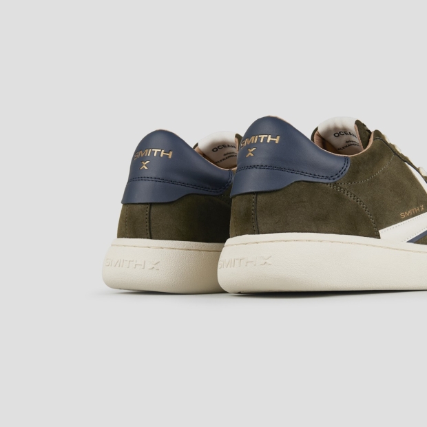 Sneakers Alexander Smith ocean uomo in suede verde con logo laterale bianco e tallone blu - 4