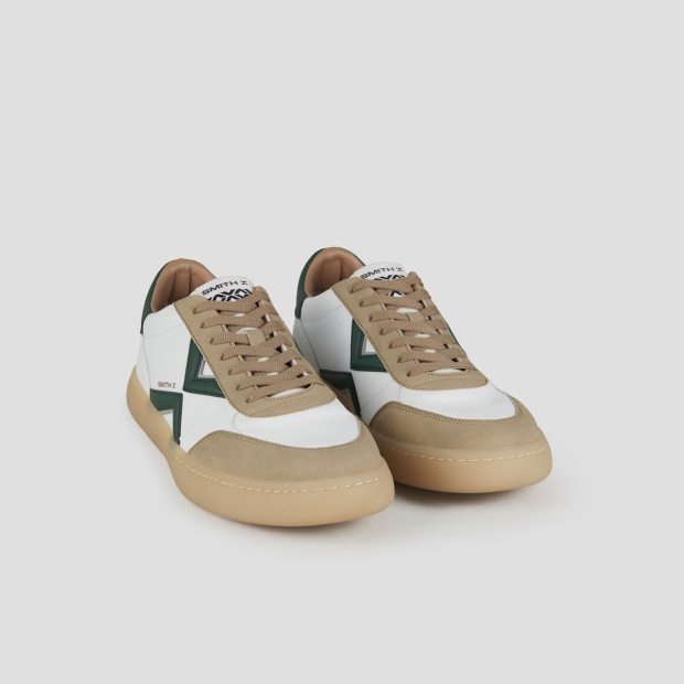 Sneakers Alexander Smith ocean uomo in bianco e dettagli in suede con logo laterale e tallone verdi - 3