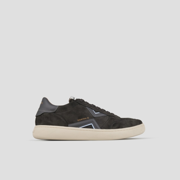 Sneakers Alexander Smith ocean uomo in suede grigio scuro con dettagli blu - 1