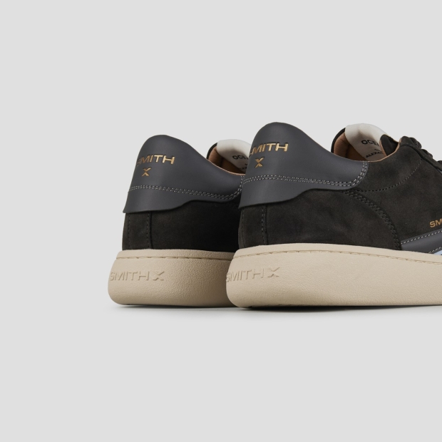 Sneakers Alexander Smith ocean uomo in suede grigio scuro con dettagli blu - 4