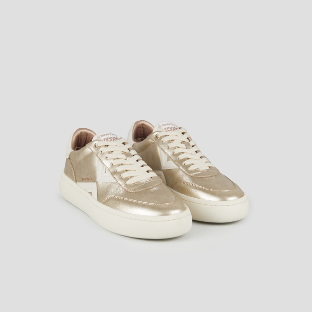 Sneakers Alexander Smith ocean donna in laminato oro con logo laterale e tallone in bianco - 3