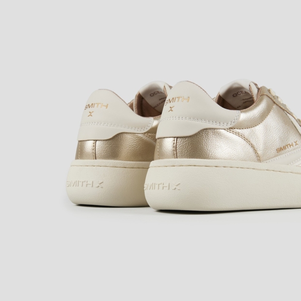 Sneakers Alexander Smith ocean donna in laminato oro con logo laterale e tallone in bianco - 4