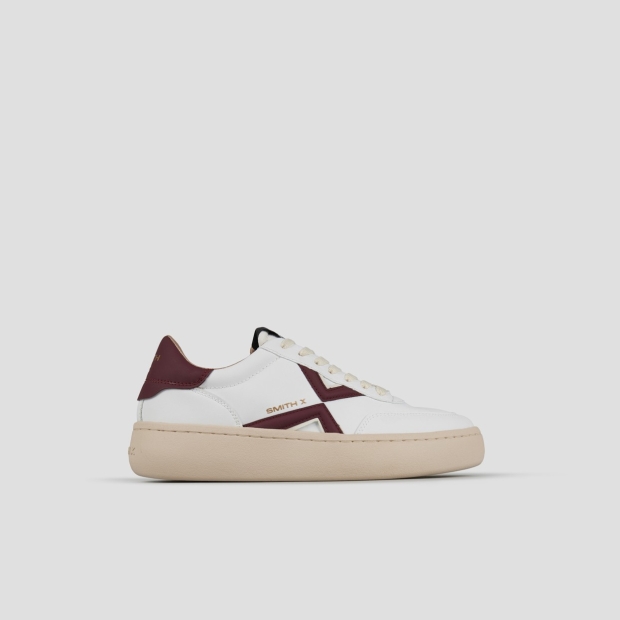 Sneakers Alexander Smith ocean donna in bianco con logo laterale e tallone rosso scuro - 1