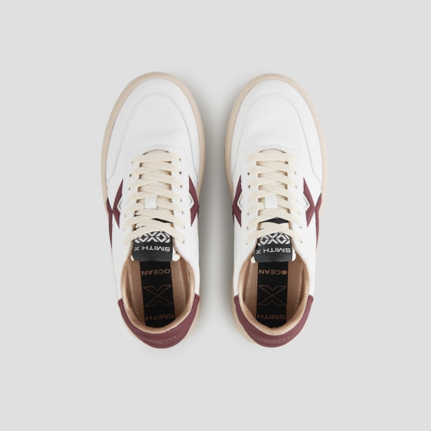 Sneakers Alexander Smith ocean donna in bianco con logo laterale e tallone rosso scuro - 5