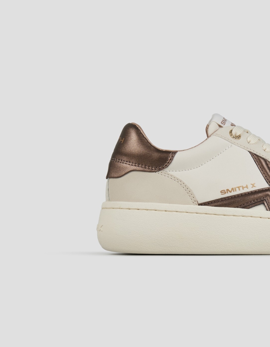 Sneakers Alexander Smith ocean donna in bianco con logo laterale e tallone in bronzo laminato - 2