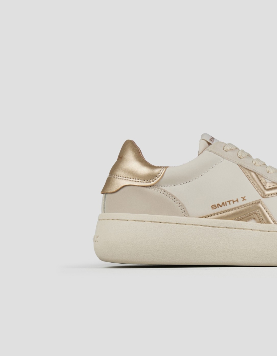 Sneakers Alexander Smith ocean donna in bianco con logo laterale e tallone in laminato oro - 2