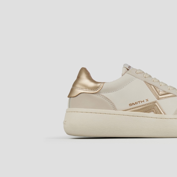 Sneakers Alexander Smith ocean donna in bianco con logo laterale e tallone in laminato oro - 2