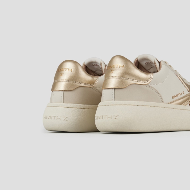 Sneakers Alexander Smith ocean donna in bianco con logo laterale e tallone in laminato oro - 4