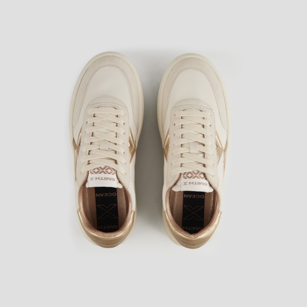 Sneakers Alexander Smith ocean donna in bianco con logo laterale e tallone in laminato oro - 5