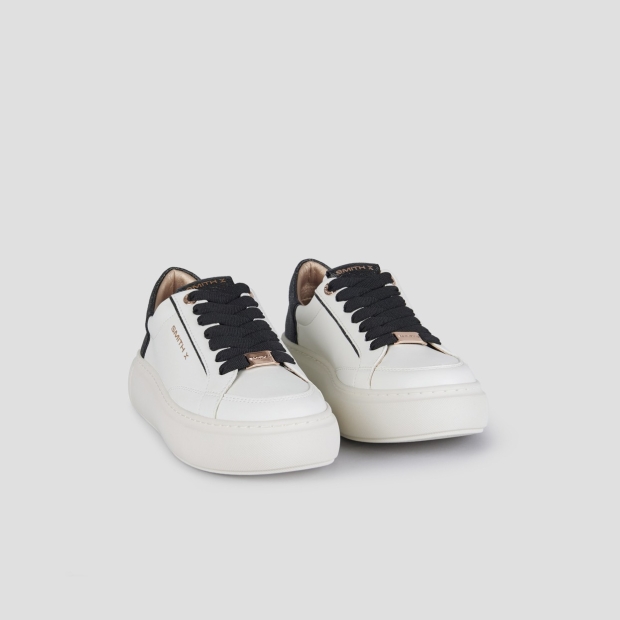 Sneakers Alexander Smith pearl donna in bianco con tallone in laminato glitter nero - 3