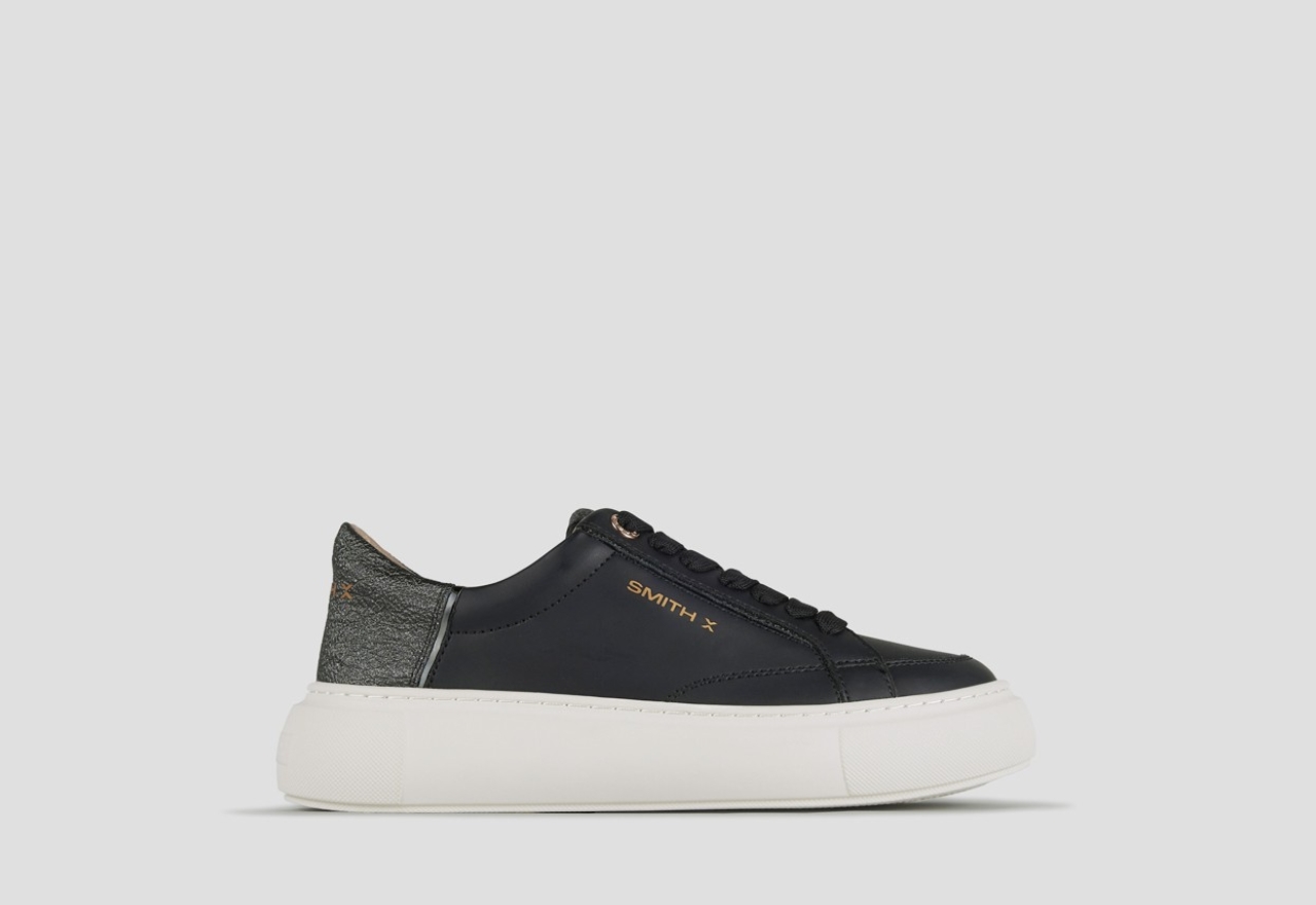 Sneakers Alexander Smith pearl donna in nero con tallone in laminato glitter nero - 1