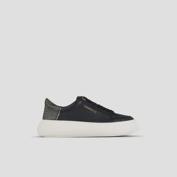 Sneakers Alexander Smith pearl donna in nero con tallone in laminato glitter nero - 1
