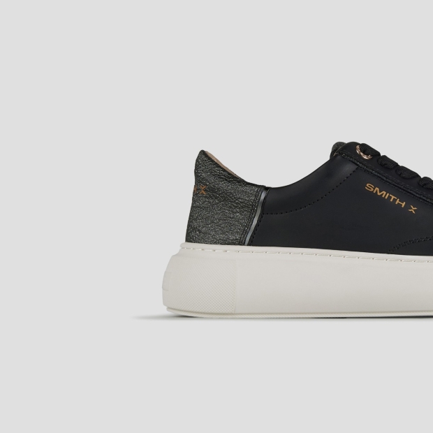 Sneakers Alexander Smith pearl donna in nero con tallone in laminato glitter nero - 2