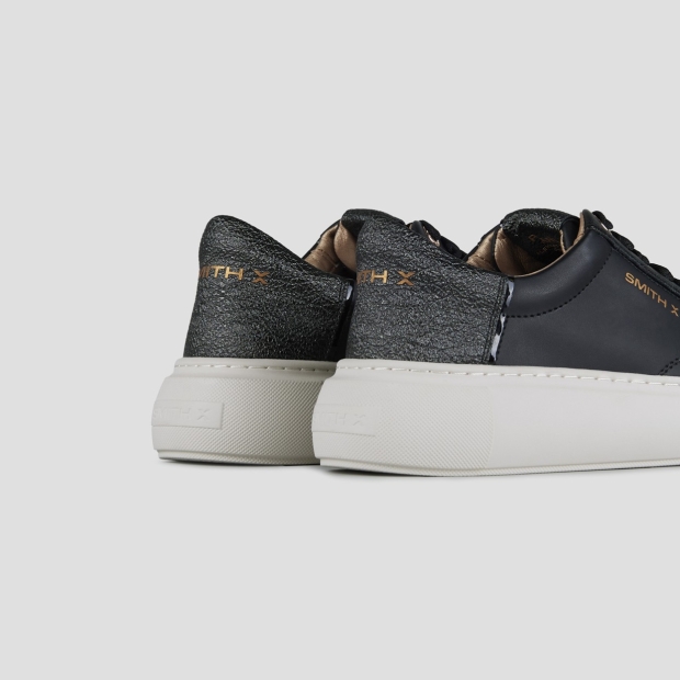 Sneakers Alexander Smith pearl donna in nero con tallone in laminato glitter nero - 4