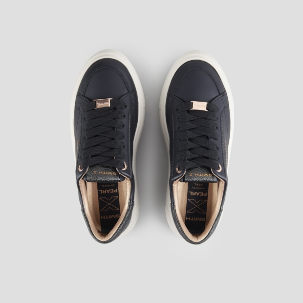Sneakers Alexander Smith pearl donna in nero con tallone in laminato glitter nero - 5
