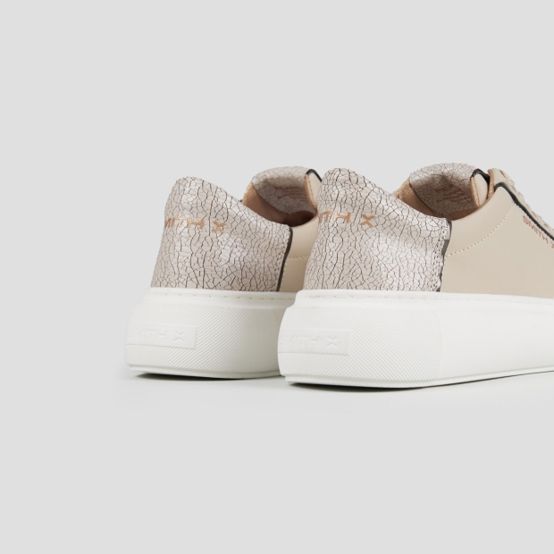 Sneakers Alexander Smith pearl donna avorio e tallone in pelle cracklè - 4