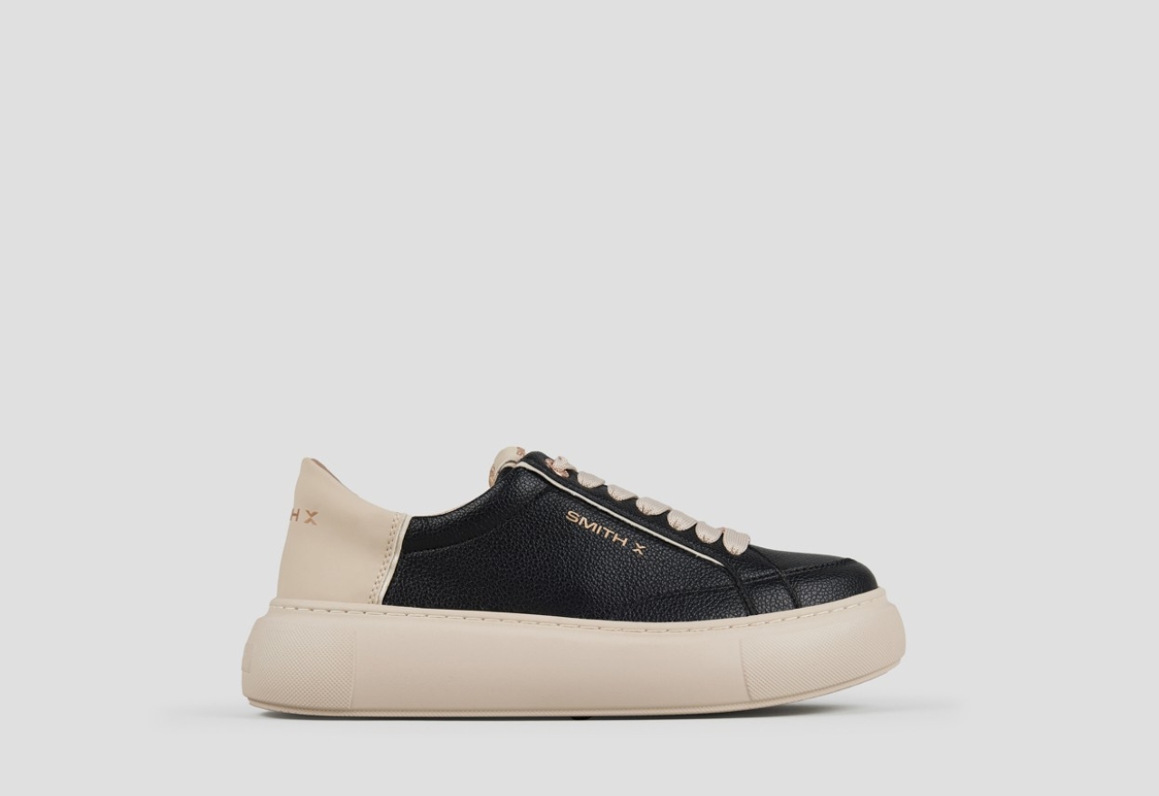 Sneakers Alexander Smith pearl donna in nero con tallone e suola beige - 1