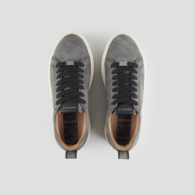 Sneakers Alexander Smith stone uomo in suede grigio con dettagli neri - 5