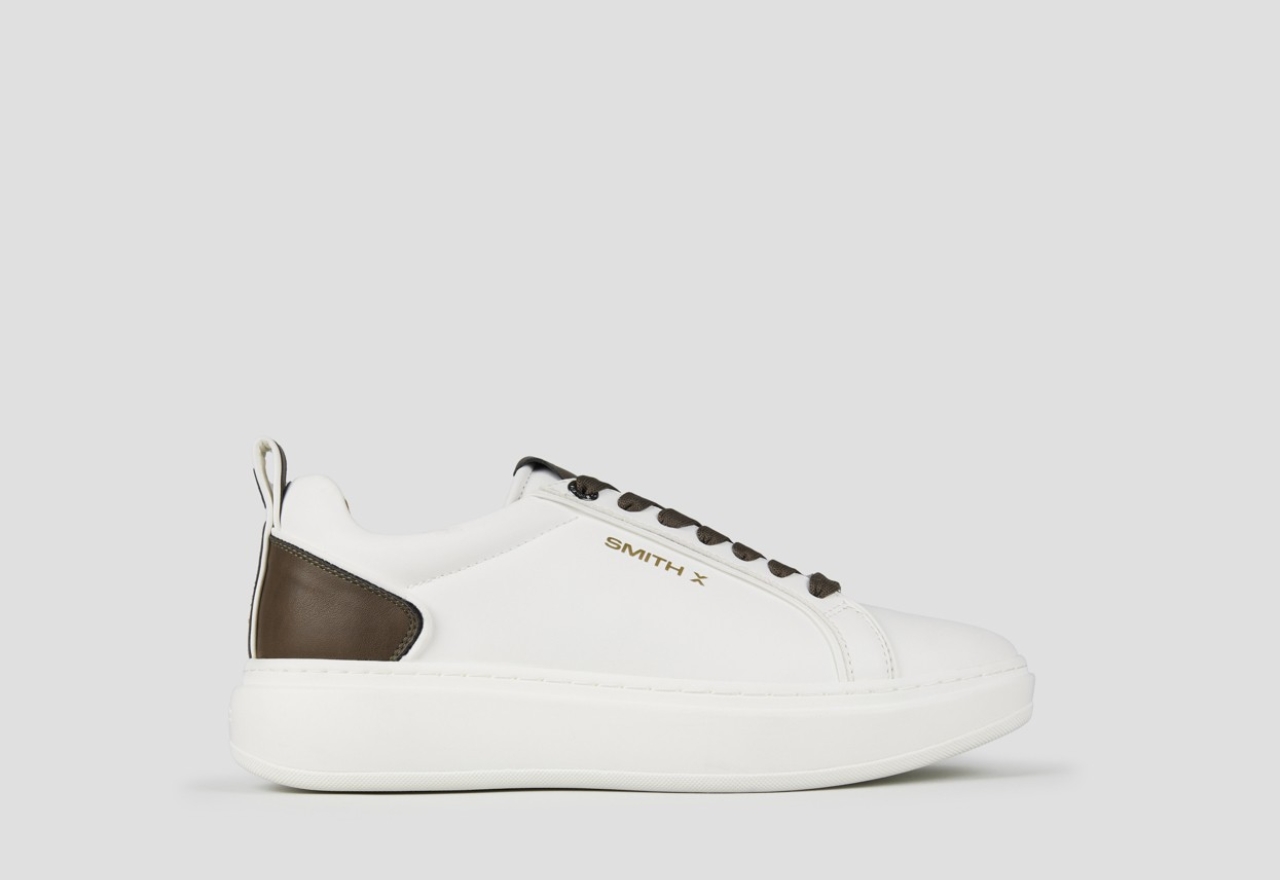 Sneakers Alexander Smith stone uomo in bianco e tallone verde militare - 1