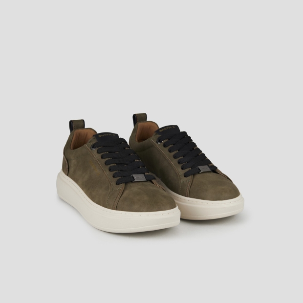 Sneakers Alexander Smith stone uomo in suede verde militare e dettagli neri - 3