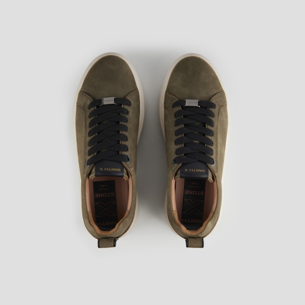 Sneakers Alexander Smith stone uomo in suede verde militare e dettagli neri - 5
