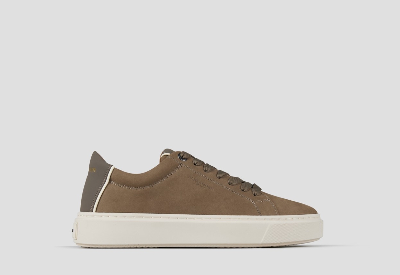 Sneakers Alexander Smith london uomo in nabuk verde militare e tallone in pelle - 1