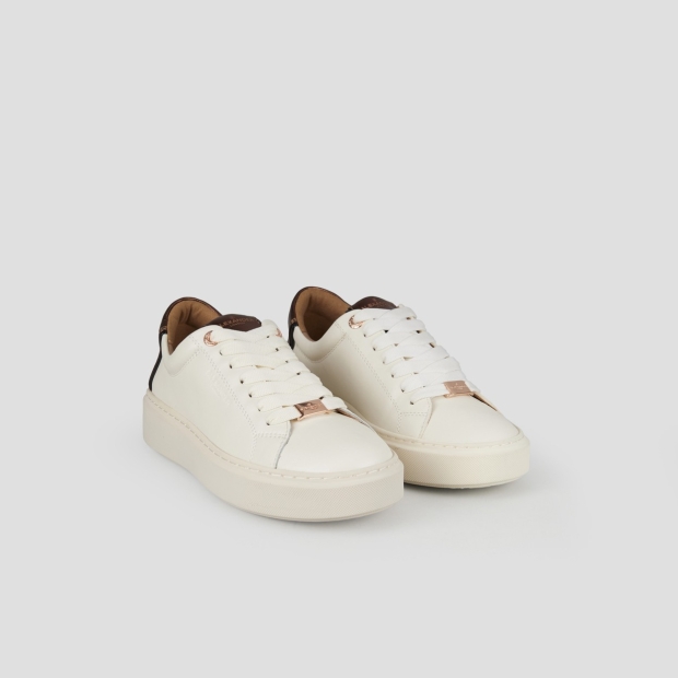 Sneakers Alexander Smith london donna in pelle bottalata bianca e tallone laminato bronzo - 3